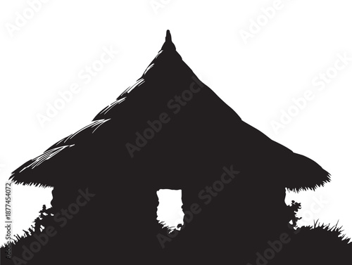 Beautiful rustic hut silhouette with natural simple living vibe