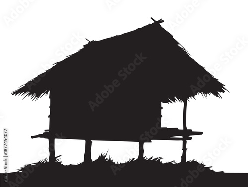 Nice countryside hut silhouette with charming minimal design