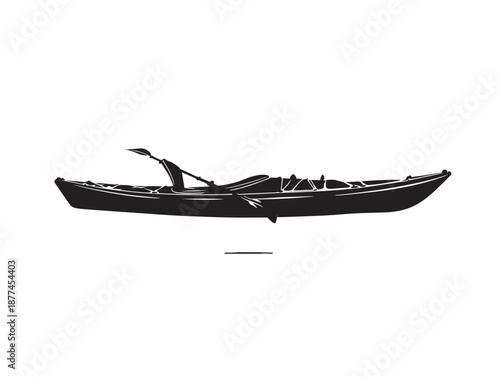 A serene and simple kayak paddling silhouette for adventure themes