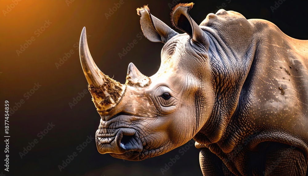 Obraz premium Majestic Rhino with Scar under Dramatic Shadows