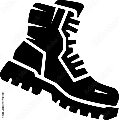 Modern tactical boot icon for military or outdoor equipment. Vector illustration.