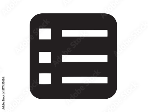 A dynamic list icon with a stunning black and white vector illustration style