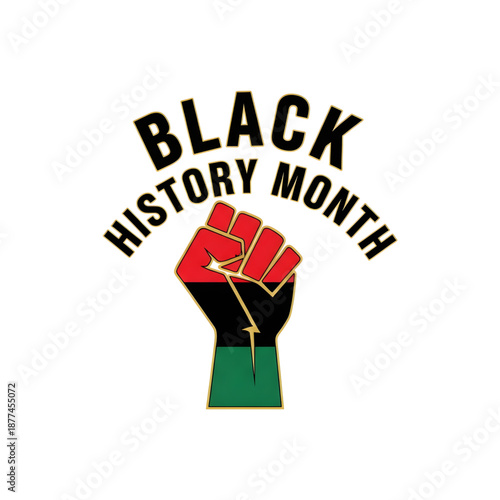Black History Month celebration with powerful raised fist symbol