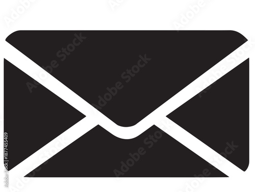 A premium email symbol icon with a stunning and simple solid silhouette design