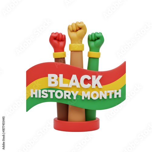 Vibrant Black History Month celebration with raised fists