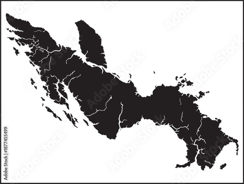 A detailed geography map icon with an elegant and attractive solid silhouette