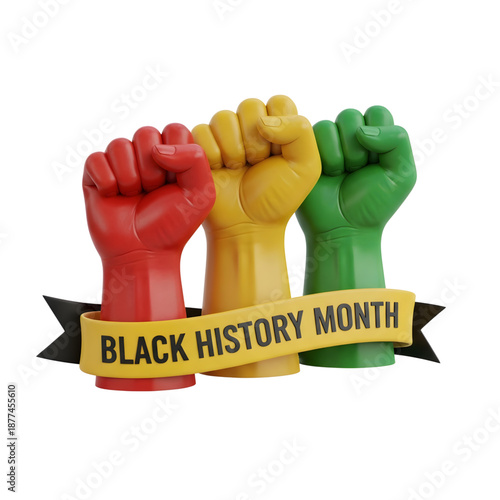 Raised fists in solidarity for Black History Month celebration