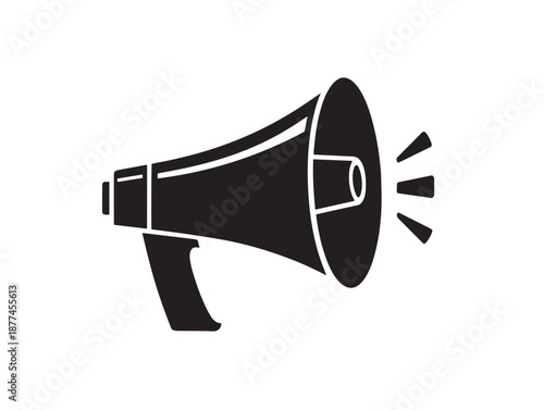 A classic bullhorn icon with an elegant and attractive solid vector silhouette design