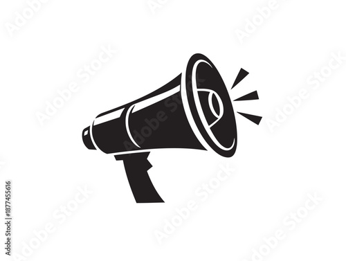 A modern speaker megaphone icon with a clean and gorgeous black silhouette