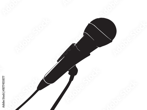 Dynamic simple microphone silhouette vector for audio and podcast