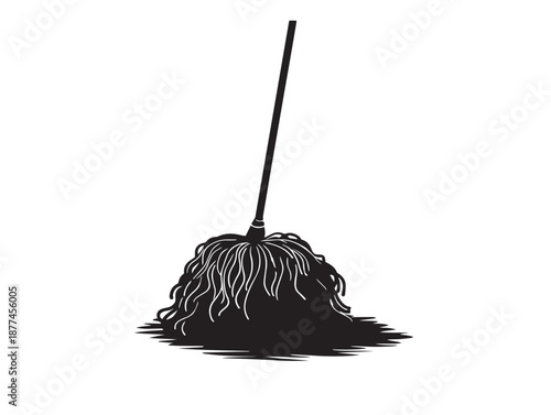 Simple beautiful mop silhouette for clean home and service business concepts