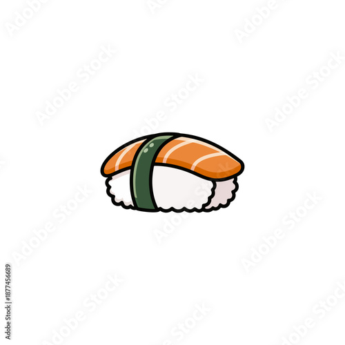 Kawaii Salmon Nigiri Sushi Single Piece Food Illustration