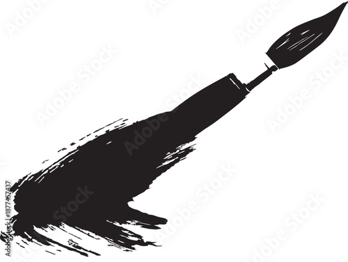 Dynamic paintbrush silhouette for artistic expression and creativity concepts