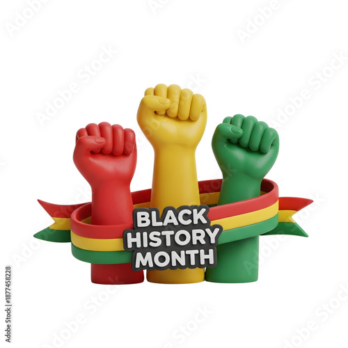 Vibrant fists raised in unity for Black History Month celebration