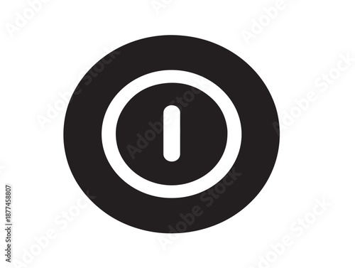 Dynamic power button icon silhouette vector in elegant solid black