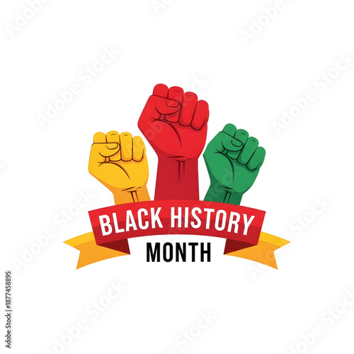 Vibrant Black History Month symbol with raised fists
