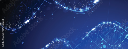 Futuristic molecules structure DNA strands, connected neural web