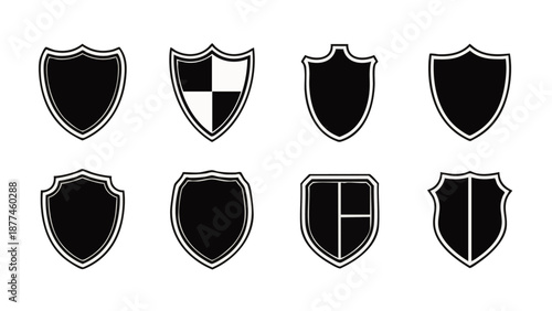 Black shield with white outline symbol protection