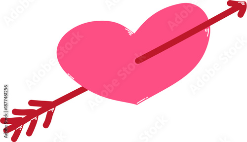 Pink heart pierced by red arrow