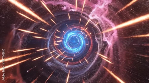 Abstract cosmic vortex background with swirling energy and vibrant colors, creating a mesmerizing effect.