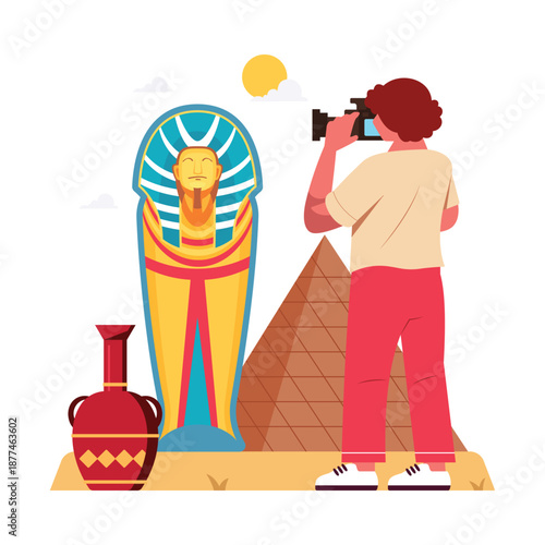 Filming an ancient Egyptian Vector Illustration EPS 10 File 	