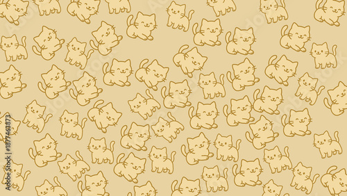 Cute cat doodle seamless pattern with playful hand-drawn style, designed for kids backgrounds, nursery decor, stationery, and cheerful creative designs.