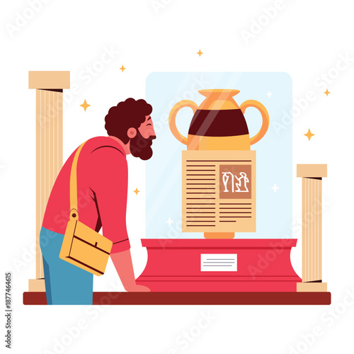 Looking at artifact displayed Vector Illustration EPS 10 File 