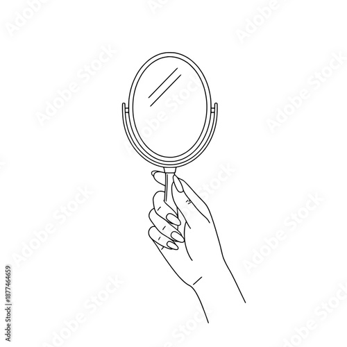 Icon of a beautiful woman's hand holding a mirror representing beauty and self-reflection concepts