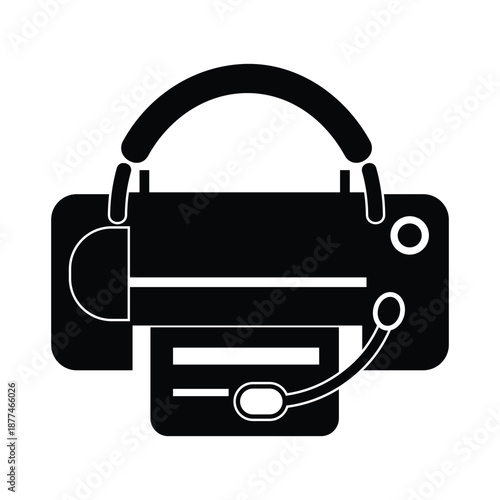 Virtual reality headset with headphones isolated on white background