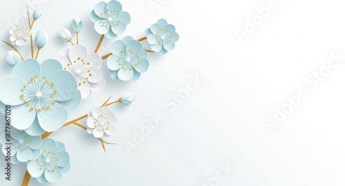 white flowers on blue background