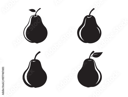 A lovely collection of four elegant solid black fruit pear icons