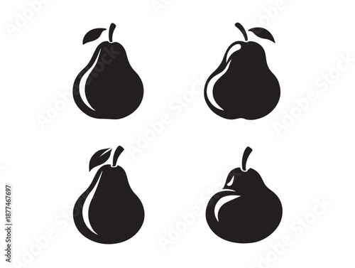 A stunning set of four gorgeous black pear silhouette vector graphics