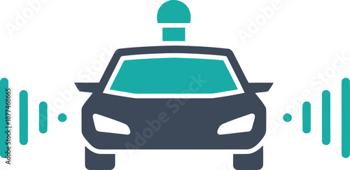 Autonomous car sensor icon. Modern, teal and blue design. Clean, vector illustration. Suitable for tech, automotive, and innovation themes.