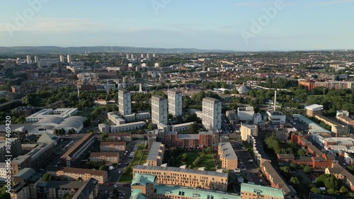 Wallpaper Mural Aerial backtrack of Glasgow Green park and Gorbals district, Scotland Torontodigital.ca