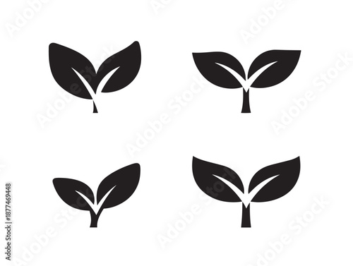 A beautiful collection of four elegant solid black new growth graphics