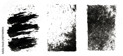 Hand painted black ink grunge brushstroke set background. creative grunge brush strokes splatter stains texture and overlay vector collection.