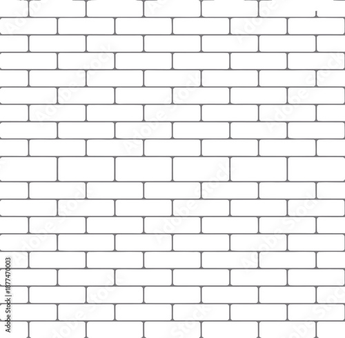 Seamless pattern of white brick wall with grey grout lines Keywords: brick, wall, texture, background, pattern, seamless, repeating