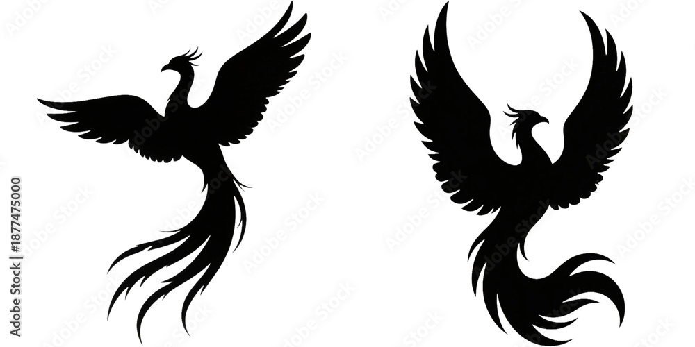 Obraz premium フェニックス 不死鳥 鳳凰 鳥 イラスト シルエット