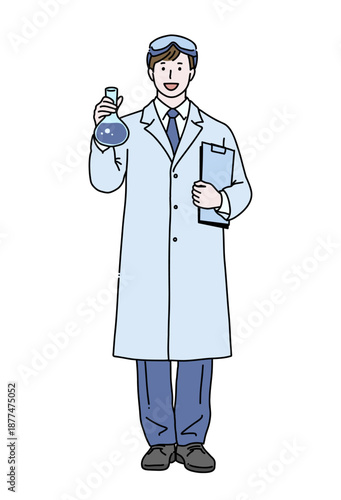 職業シリーズ　シンプル線画　科学者・研究者　カラー