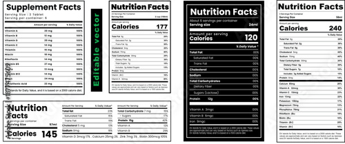 Nutrition label,nutrition facts,Supplement facts and vitamin facts template, nutrition facts template for steak and apple.