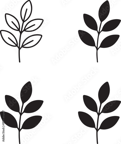 Isolated eucalyptus leaf icon, eucalyptus leaf branch botanical silhouette, eucalyptus spa plant vector illustration, minimal nature design, isolated eucalyptus leaf design