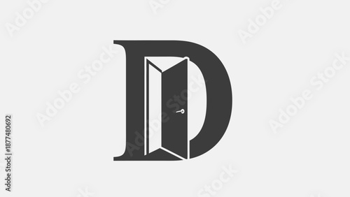 Large Letter D With Doorway Inside.