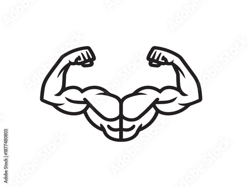 Elegant Muscle Illustration With Strong Fitness Inspired Minimal Design  