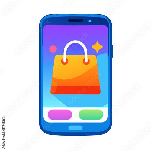 Mobile Shopping App and E-commerce Illustration
