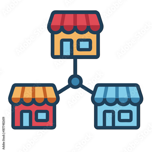 Retail Franchise Network and Store Structure Illustration