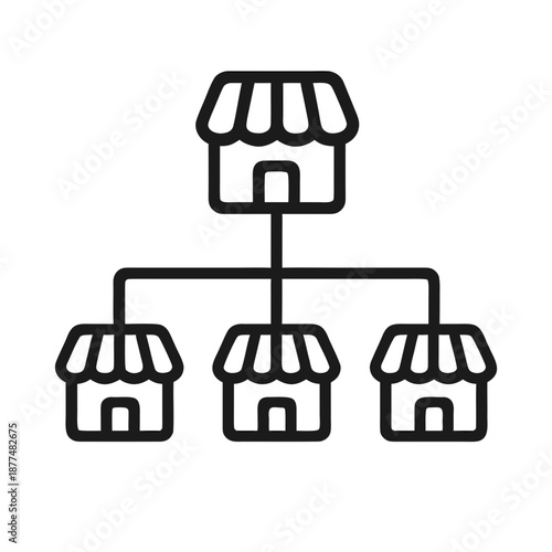 Retail Franchise Network and Store Hierarchy Line Icon