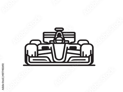 Elegant motorsport race car symbol in clean minimalist illustration  