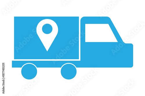 Delivery track icon icon, order and parcel track delivery icon, delivery on track icon, truck isolated on white background.