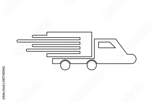 Delivery track icon icon, order and parcel track delivery icon, delivery on track icon, truck isolated on white background.