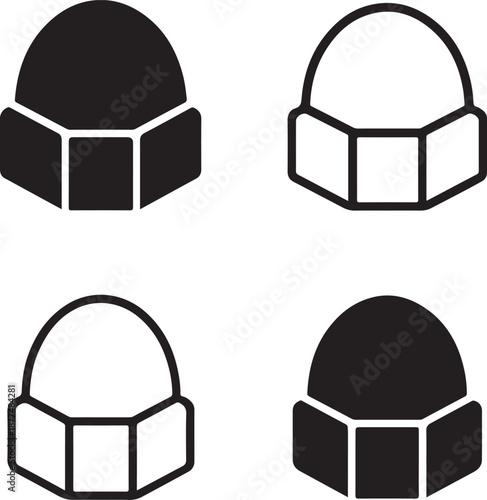 Isolated cap nut icon, cap nut acorn shape fastener mechanical silhouette, cap nut industrial hardware vector, minimal engineering illustration, isolated cap nut design